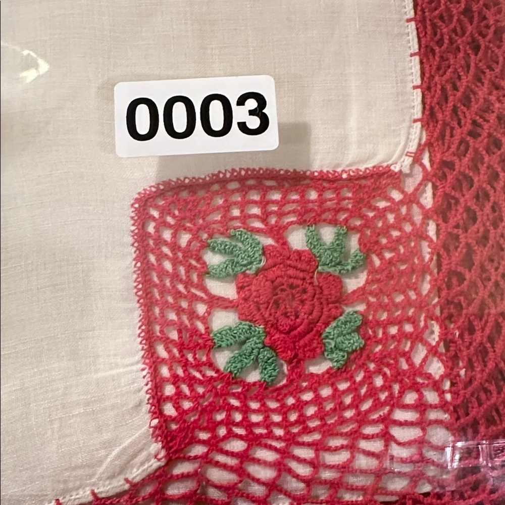 2 Vintage Handkerchiefs with Colorful Handmade Crochet Edging - Picture 6 of 6